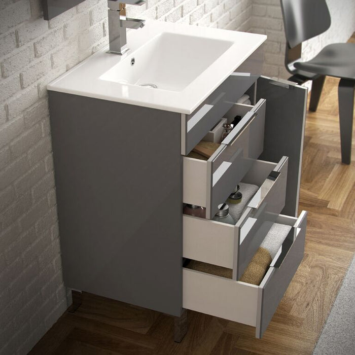 Eviva Geminis 39" Modern Bathroom Vanity with White Integrated Porcelain Sink