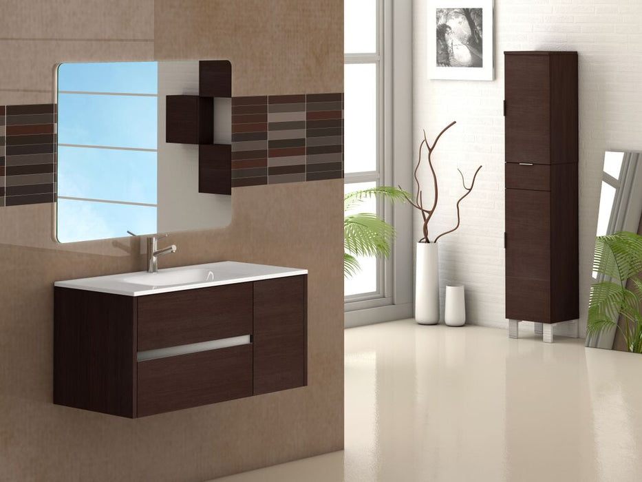 Eviva Aries Wenge Modern Bathroom Vanity  Wall Mount with White Integrated Porcelain sink