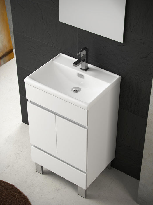 Eviva Piscis White Bathroom Vanity with White Integrated Porcelain Sink