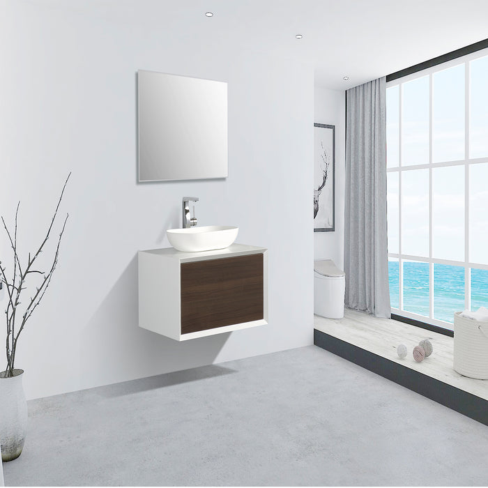 Eviva Santa Monica 30" Wall Mount Bathroom Vanity with White Porcelain Vessel Sink