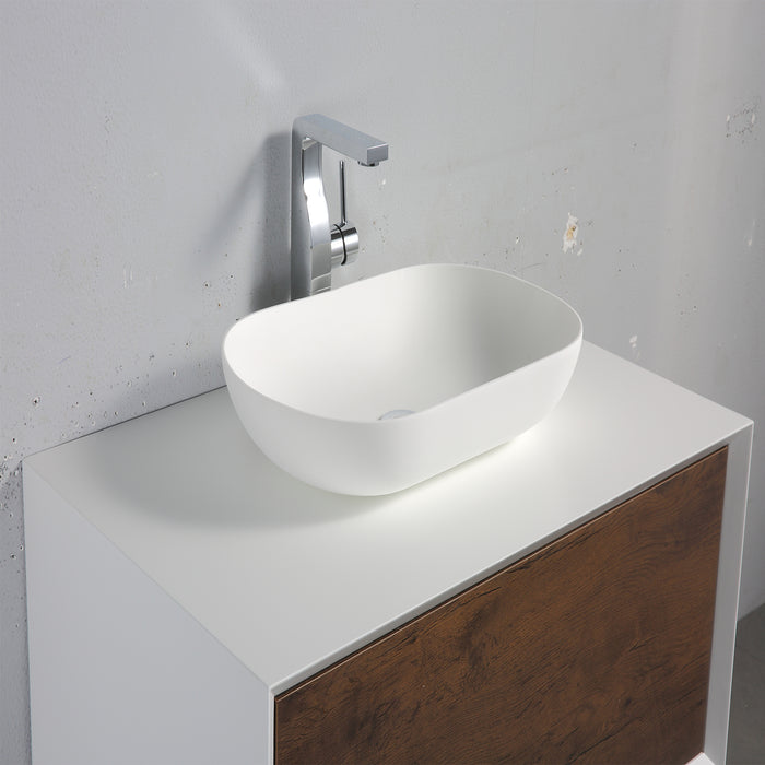 Eviva Santa Monica 36" Ash Wall Mount Bathroom Vanity with White Porcelain Vessel Sink