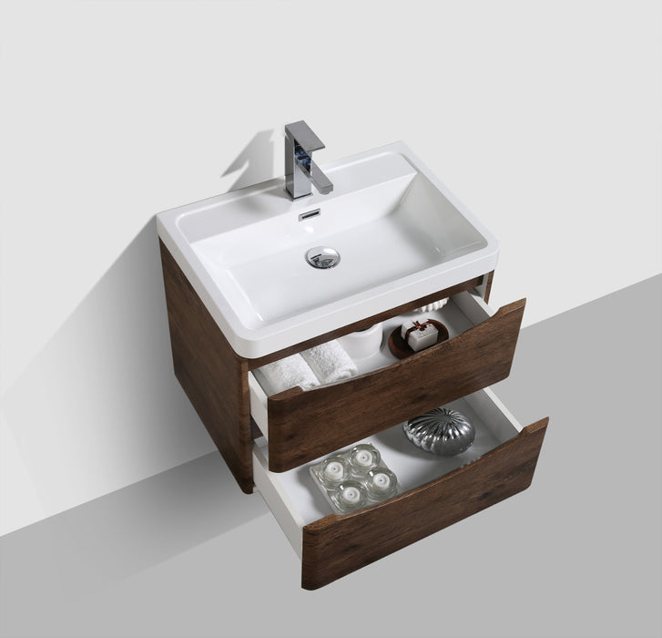 Eviva Glazzy 28" Wall Mount Modern Bathroom Vanity Set with Integrated White Acrylic Sink