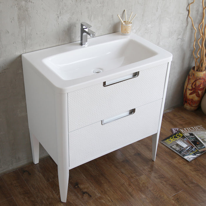 Eviva Jasmine Bathroom vanity in White and White Integrated Acrylic Countertop