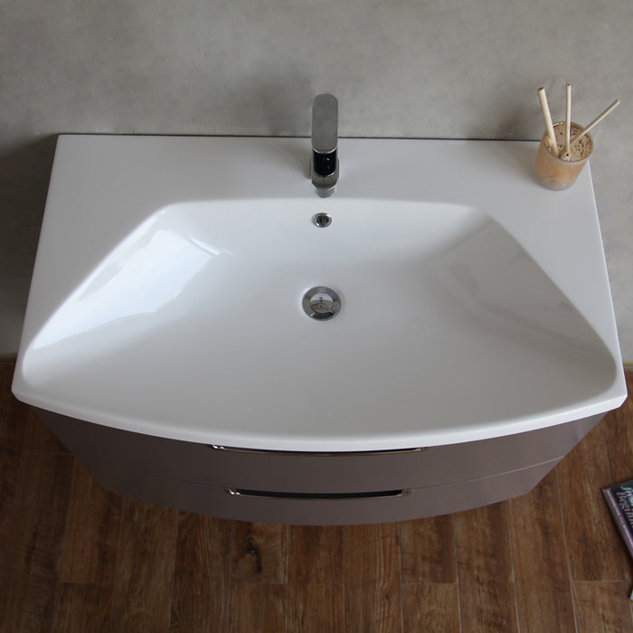 Eviva Lola Wall Mounter Bathroom Vanity in Cedar Espresso and White Integrated Acrylic Countertop