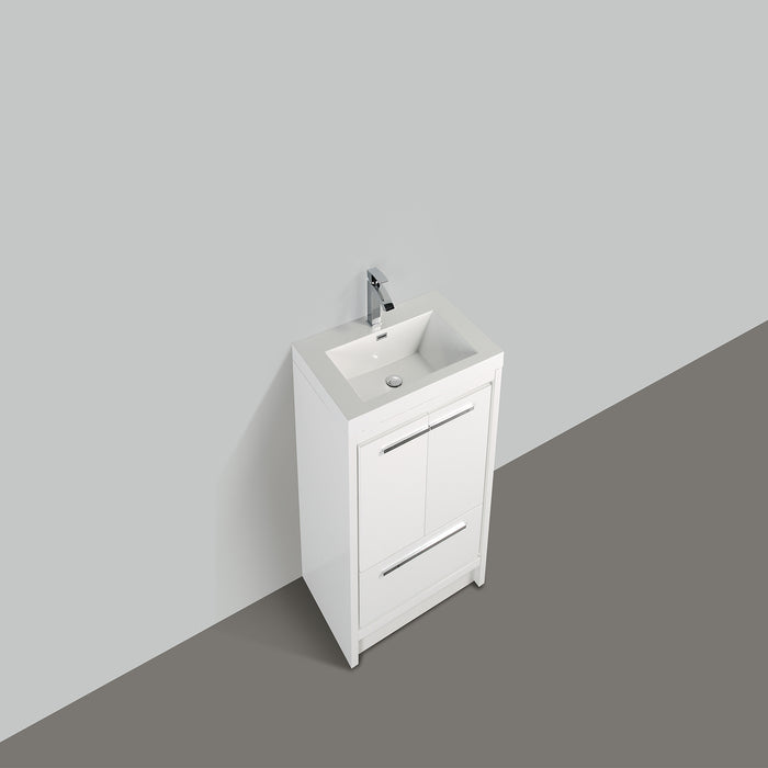 Eviva Grace 30" White Bathroom Vanity with White Integrated Acrylic Countertop