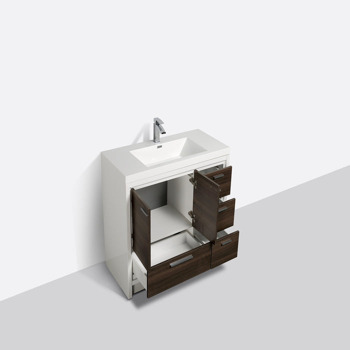 Eviva Grace 42" White Bathroom Vanity with White Integrated Acrylic Countertop