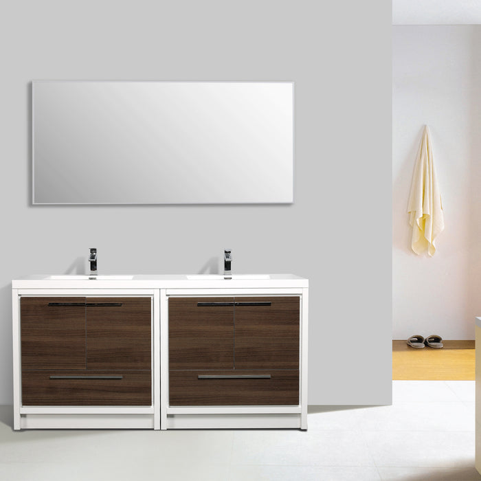 Eviva Grace 72" White Bathroom Vanity with Double White Integrated Acrylic Countertop