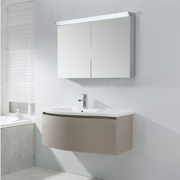 Eviva Sierra 40 in. Wall Mounted Bathroom Vanity in Fossil Gray with White Integrated Acrylic Countertop