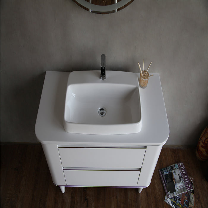Eviva Duva Bathroom Vanity in White with Whtie Acrylic Countertop