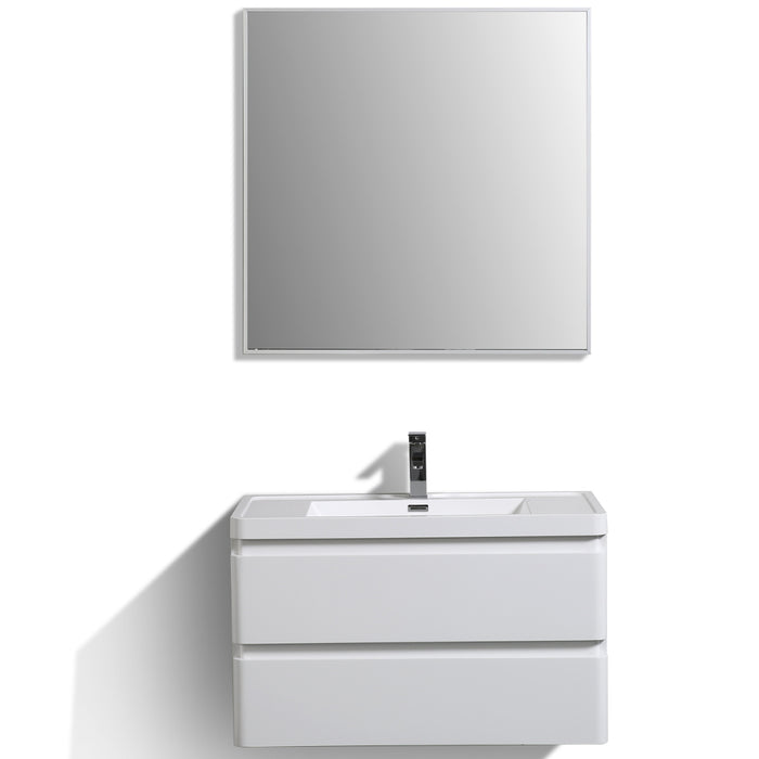 Eviva Glazzy Wall Mount Modern Bathroom Vanity (High Glossy White)