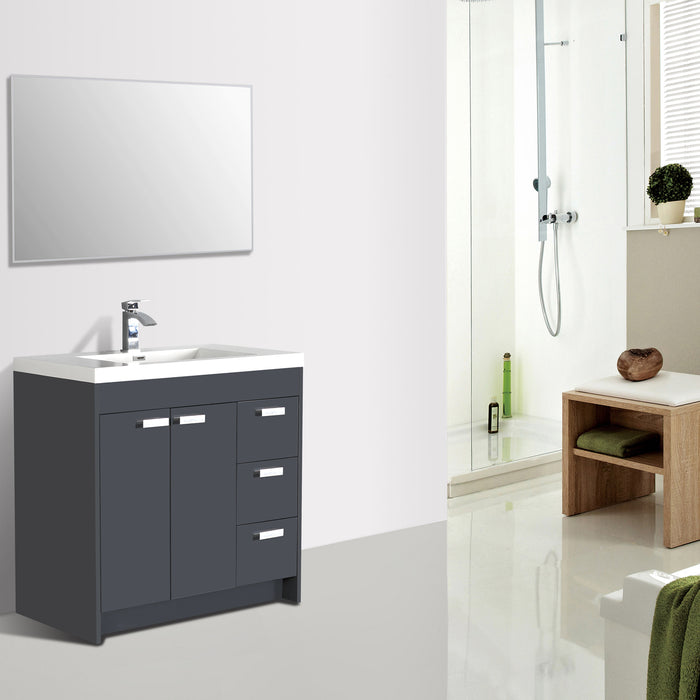 Eviva Lugano 36" Modern Bathroom Vanity with White Integrated Acrylic Sink
