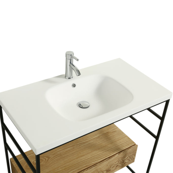 Eviva Lodge 36" Teak Bathroom Vanity with White Integrated Acrylic Sink