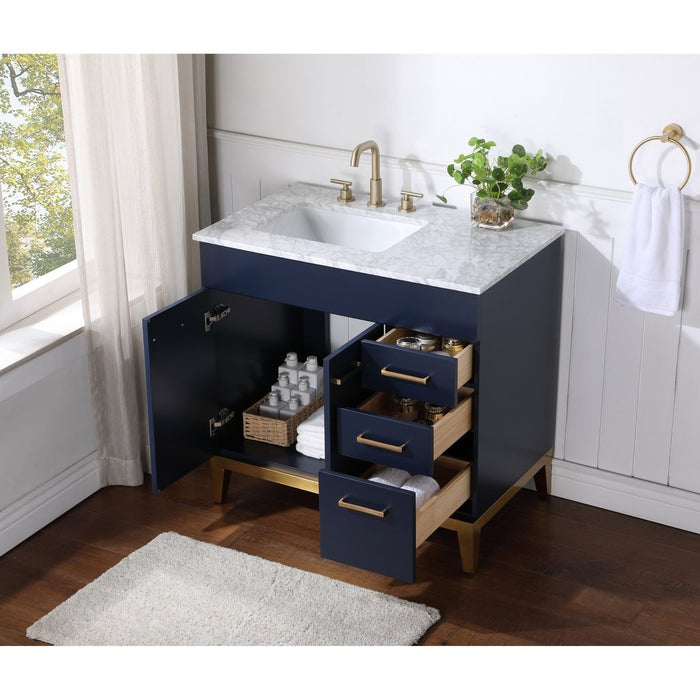 Stufurhome Alisson Dark Blue Single Sink Bathroom Vanity
