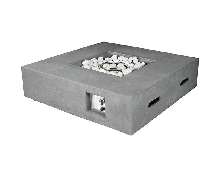 Brenta Outdoor Square Gas Fire Pit Table w/ Round Burner Kit