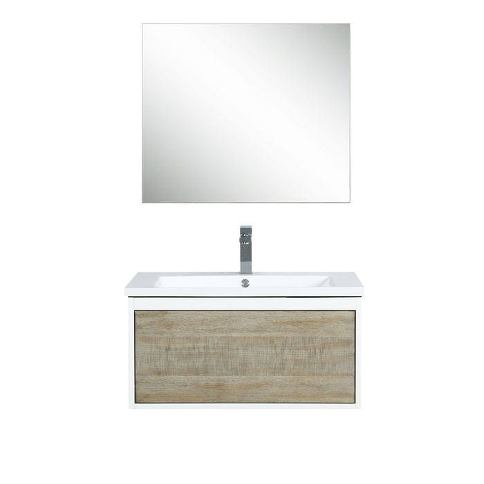 Lexora Scopi 30" Rustic Acacia Bathroom Vanity and Acrylic Composite Top with Integrated Sink