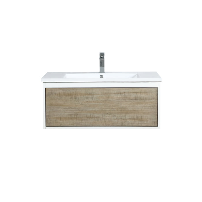 Lexora Scopi 36" Rustic Acacia Bathroom Vanity and Acrylic Composite Top with Integrated Sink