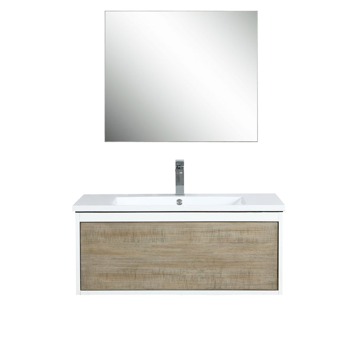 Lexora Scopi 36" Rustic Acacia Bathroom Vanity and Acrylic Composite Top with Integrated Sink