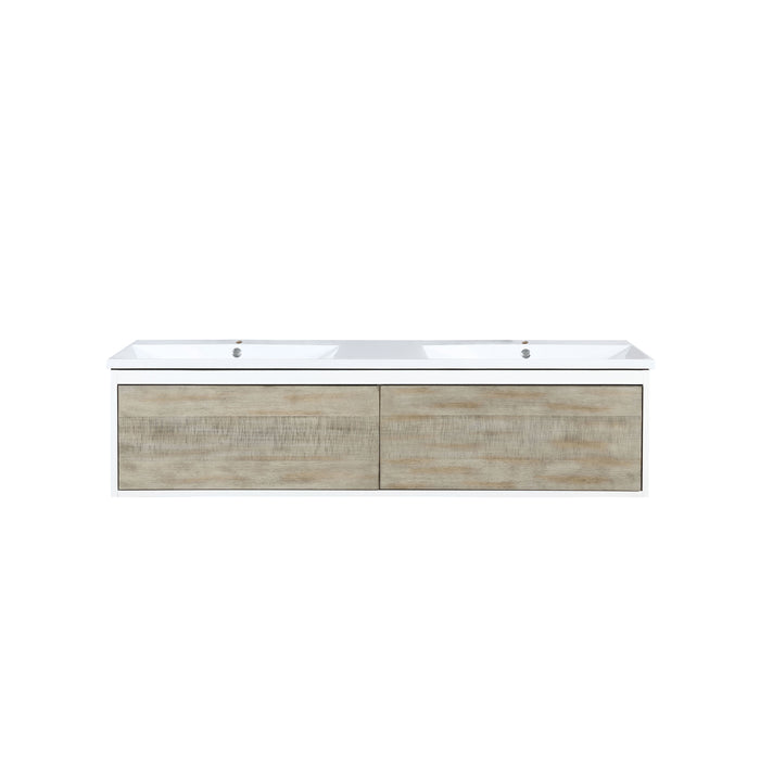 Lexora Scopi 60" Rustic Acacia Double Bathroom Vanity and Acrylic Composite Top with Integrated Sinks