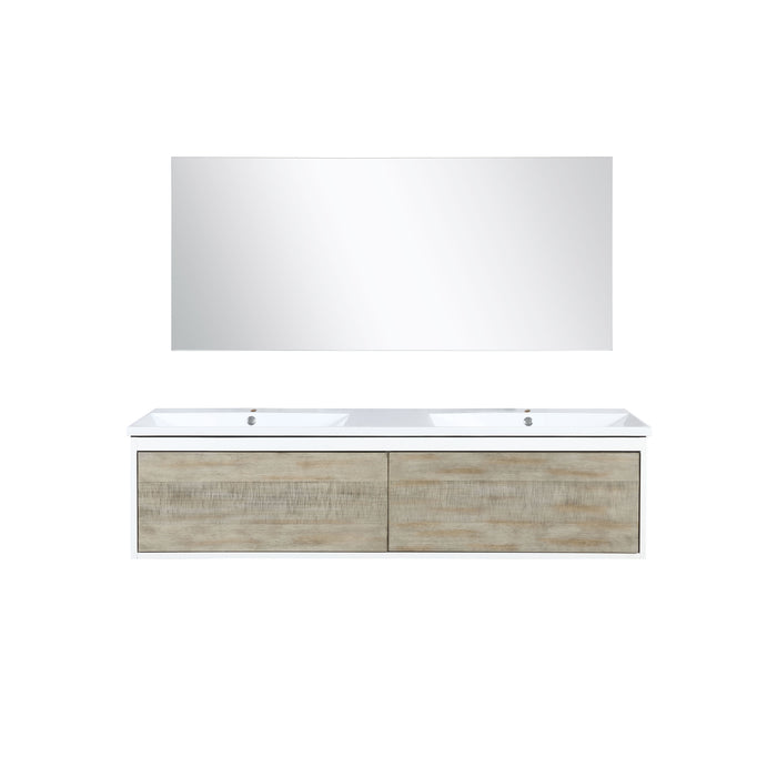 Lexora Scopi 60" Rustic Acacia Double Bathroom Vanity and Acrylic Composite Top with Integrated Sinks