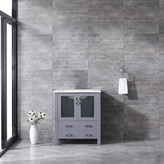 Lexora Volez 30" Dark Grey Single ,Integrated Top White Integrated Square Sink Vanity