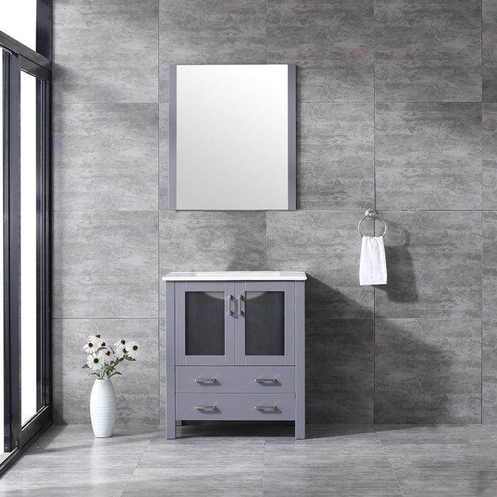 Lexora Volez 30" Dark Grey Single ,Integrated Top White Integrated Square Sink Vanity