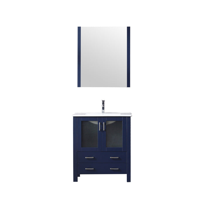 Lexora Volez 30" Navy Blue Single ,Integrated Top White Integrated Square Sink Vanity