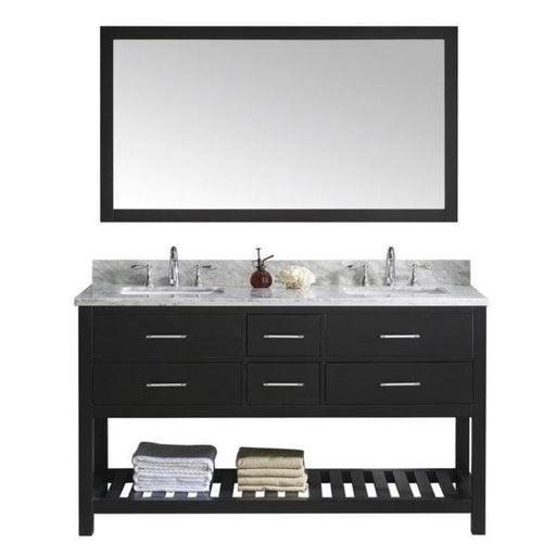 Caroline Estate 60" Double Sink Italian Carrara White Marble Top Vanity with Faucet and Mirror - Vanity Grace Store - Virtuusa