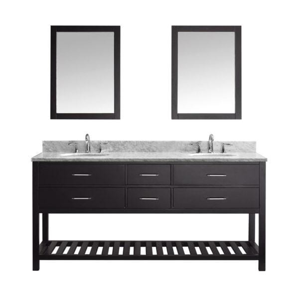 Caroline Estate 72" Double Sink Dazzle White Quartz Top Vanity with Faucet and Mirrors - Vanity Grace Store - Virtuusa
