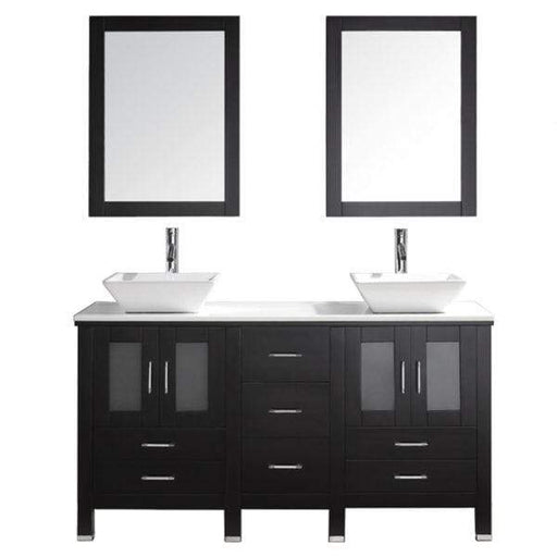 Virtu USA 60" bradford double sink vanity with mirrors