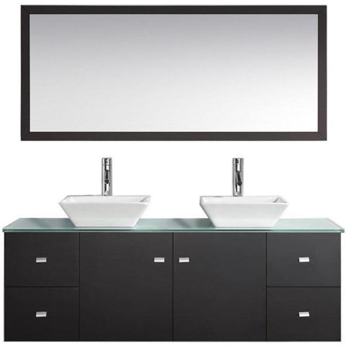 Virtu USA Clarissa 61" Double Square Sink Vanity with Faucet and Mirrors- Virtuusa