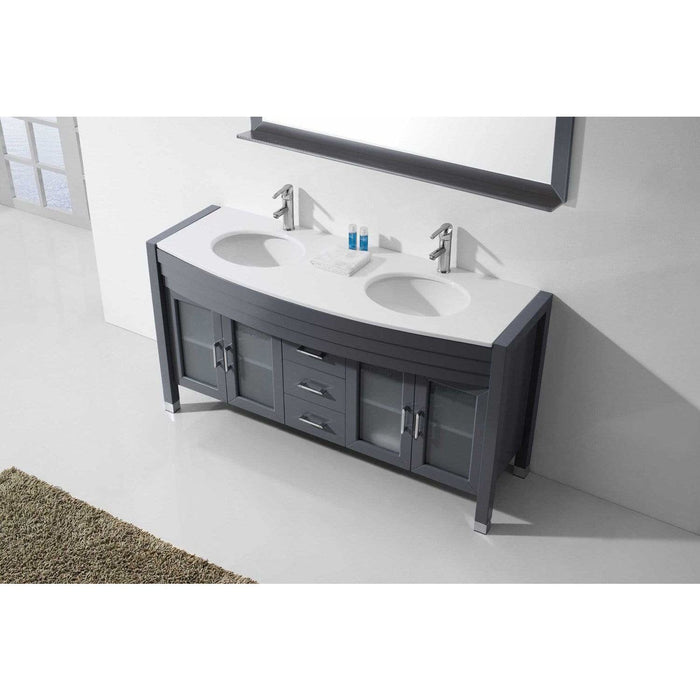 Ava 63" Double Sink Aqua Tempered Glass Top Vanity with Faucet - Vanity Grace Store - Virtuusa