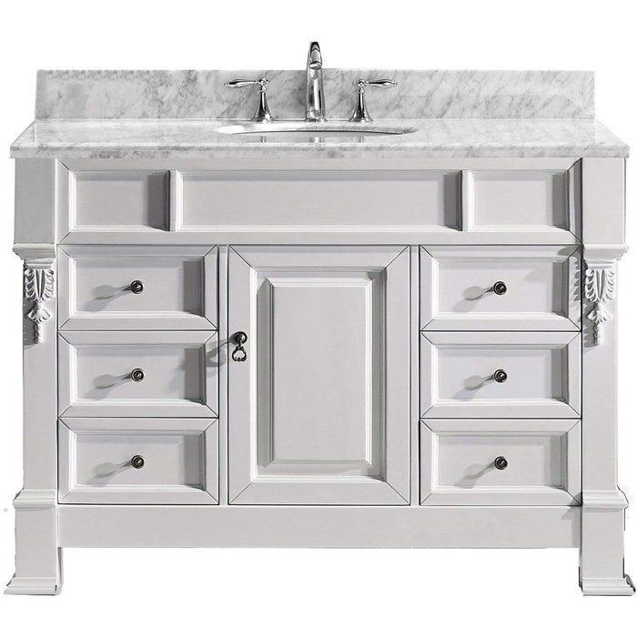 Huntshire Manor 48" Single Sink Italian Carrara White Marble Top Vanity - Vanity Grace Store - Virtuusa