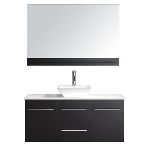 Marsala 48" Single Sink Clear Tempered Glass Top Vanity with Faucet and Mirror - Vanity Grace Store - Virtuusa