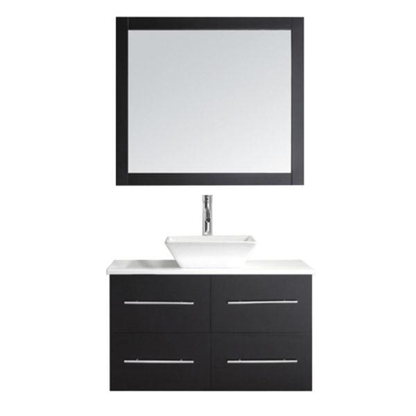 Marsala 35" Single Sink White Engineered Stone Top Vanity with Faucet and Mirror - Vanity Grace Store - Virtuusa