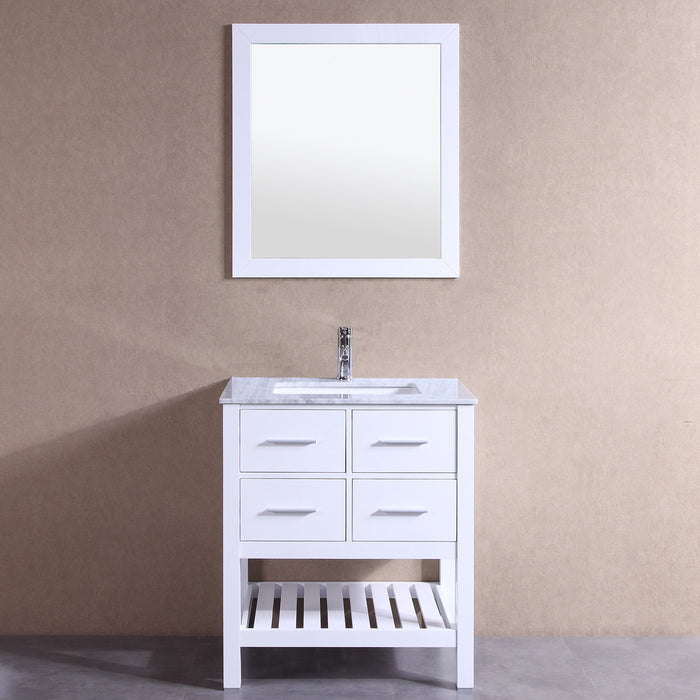 Eviva Natalie F. 24" Bathroom Vanity with White Jazz Marble Counter-top & White Undermount Porcelain Sink