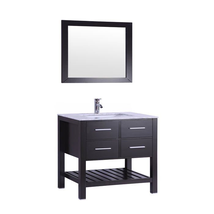 Eviva Natalie F. 30" Bathroom Vanity with White Jazz Marble Counter-top & White Undermount Porcelain Sink