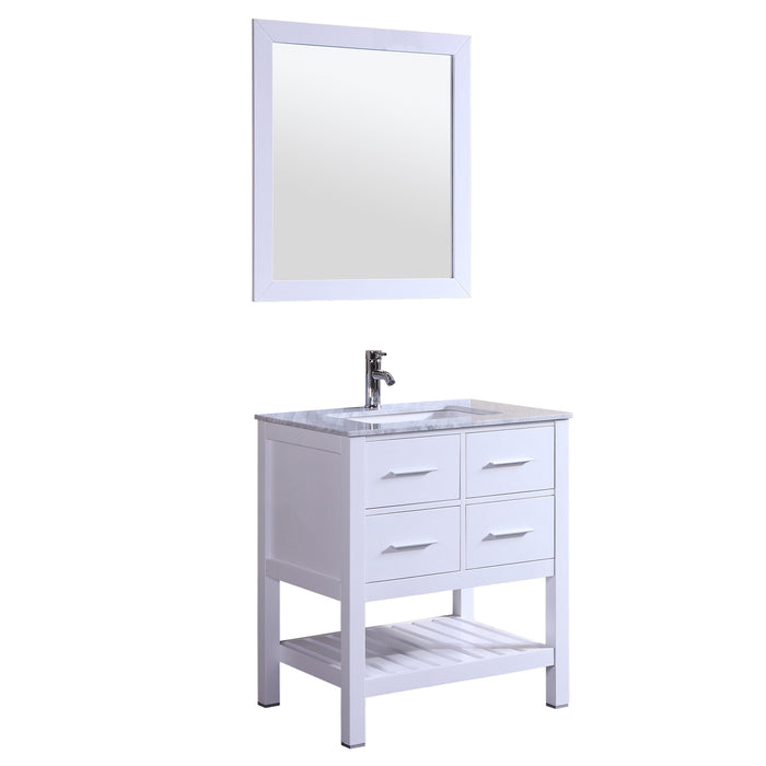 Eviva Natalie F. 30" Bathroom Vanity with White Jazz Marble Counter-top & White Undermount Porcelain Sink