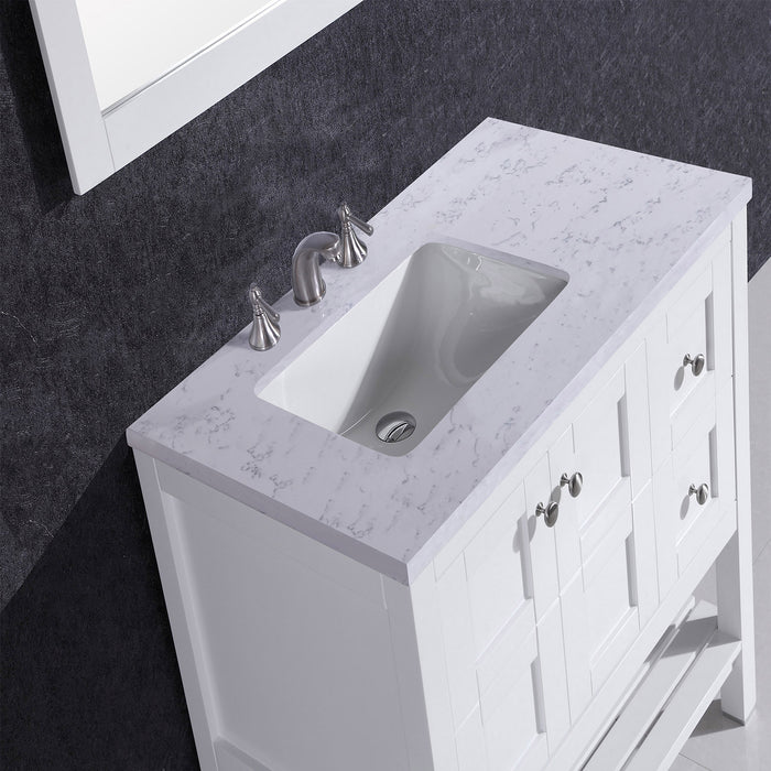 Eviva Glamor 36" Bathroom vanity with Marble Counter-top and Undermount Porcelian Sink