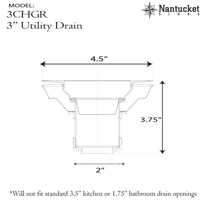 Accessory - Nantucket Sinks 3" Utility Sink Grid Drain