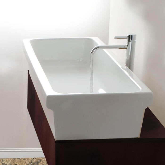 Bathroom Sink - 35.5" Rectangular Italian Fireclay Vessel Sink