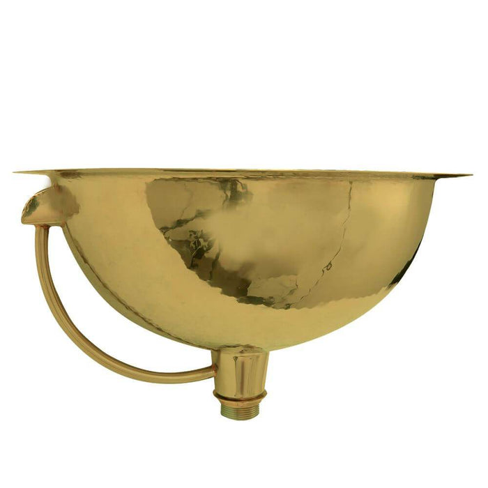 Bathroom Sink - Nantucket Sinks' 16.5" Hammered Brass Round Undermount Bathroom Sink With Overflow