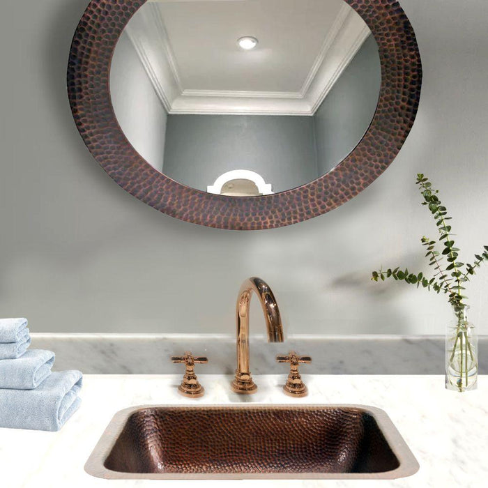 Bathroom Sink - Nantucket Sinks' 17" X 14" Hammered Copper Rectangle Undermount Bathroom Sink, 1.5" Drain