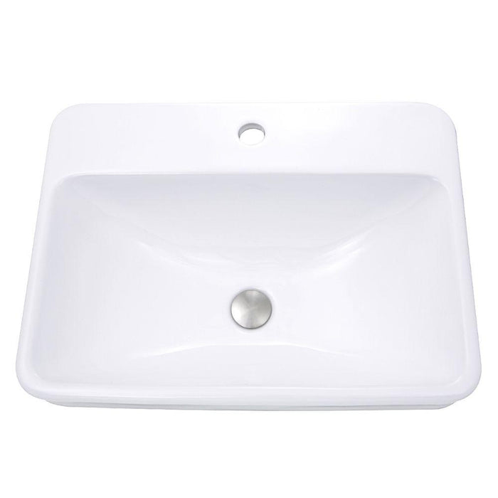 Bathroom Sink - Nantucket Sinks 23" 1-hole Rectangular Drop-In Ceramic Vanity Sink DI-2317-R1