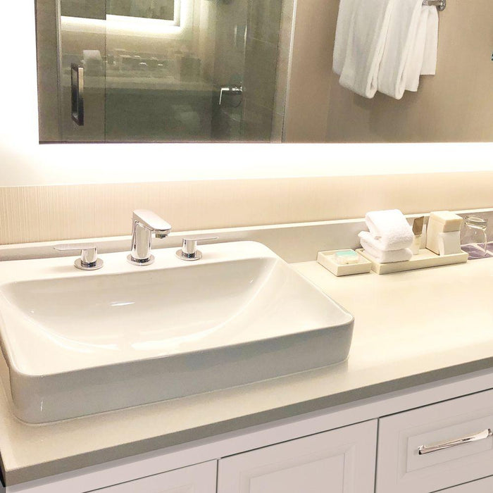 Bathroom Sink - Nantucket Sinks 23" 3-hole Rectangular Drop-In Ceramic Vanity Sink DI-2317-R8
