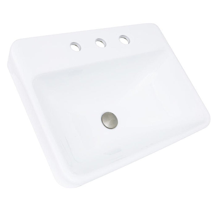 Bathroom Sink - Nantucket Sinks 23" 3-hole Rectangular Drop-In Ceramic Vanity Sink DI-2317-R8