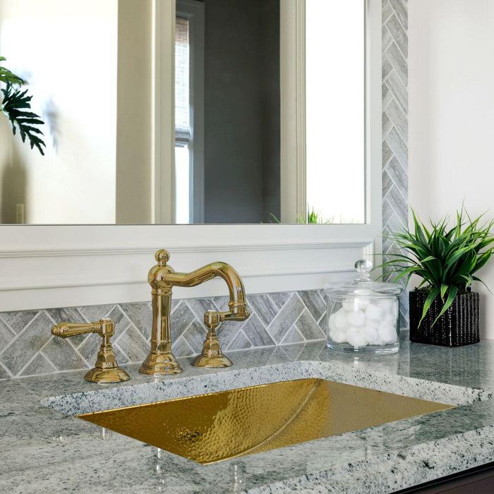 Bathroom Sink - Nantucket Sinks 23.5" X 15.5" Hand Hammered Brass Rectangle Undermount Bathroom Sink W/ Overflow