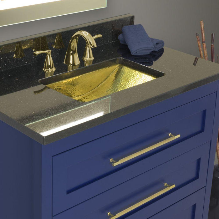 Bathroom Sink - Nantucket Sinks Hand Hammered Brass Rectangle Undermount Bathroom Sink W/ Overflow