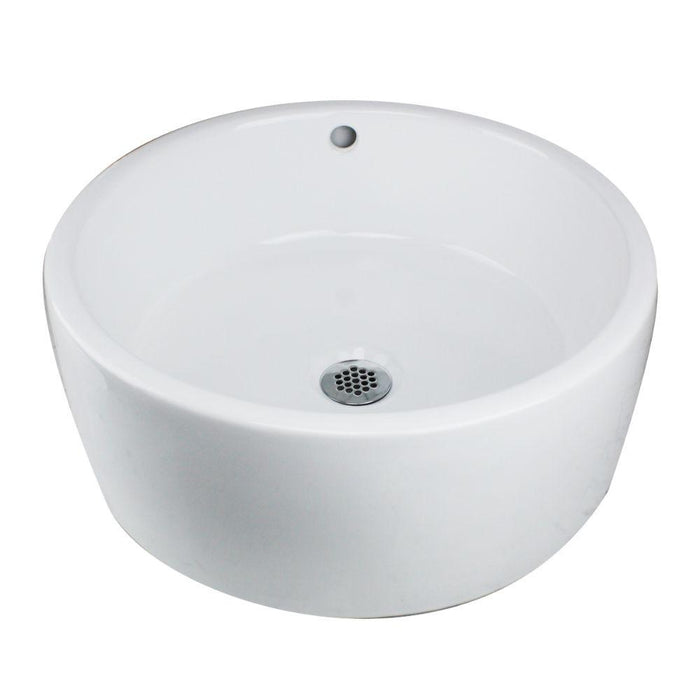 Bathroom Sink - Nantucket Sinks Round  White Vessel Sink With Overflow NSV213