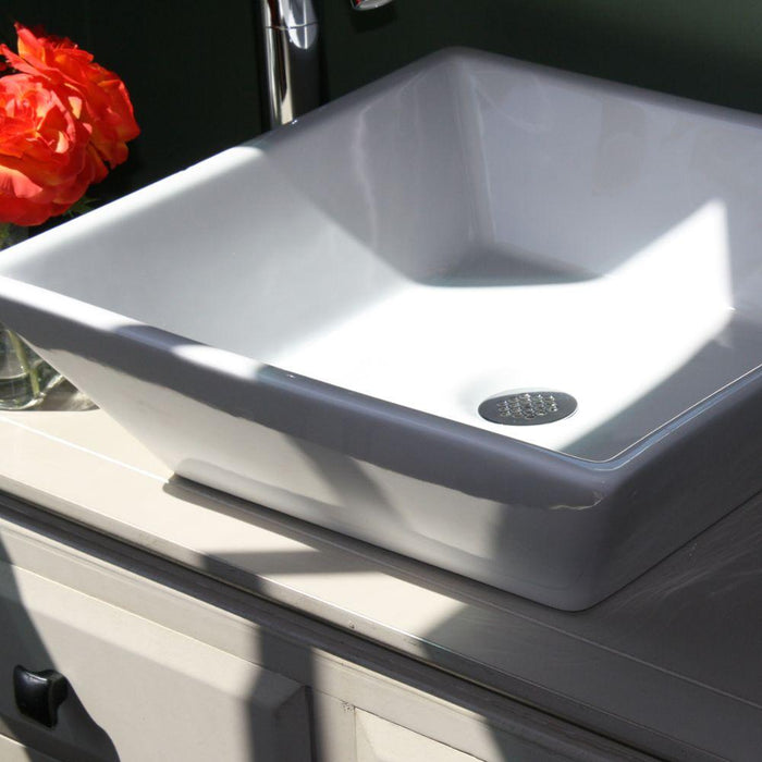 Bathroom Sink - Nantucket Sinks Square Tapered White Vessel Sink NSV109