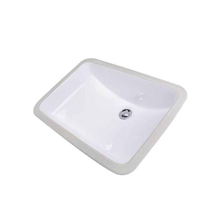 Bathroom Sink - Nantucket Sinks' White 18" X 12" Glazed Bottom Undermount GB-18x12-W Rectangle Ceramic Sink